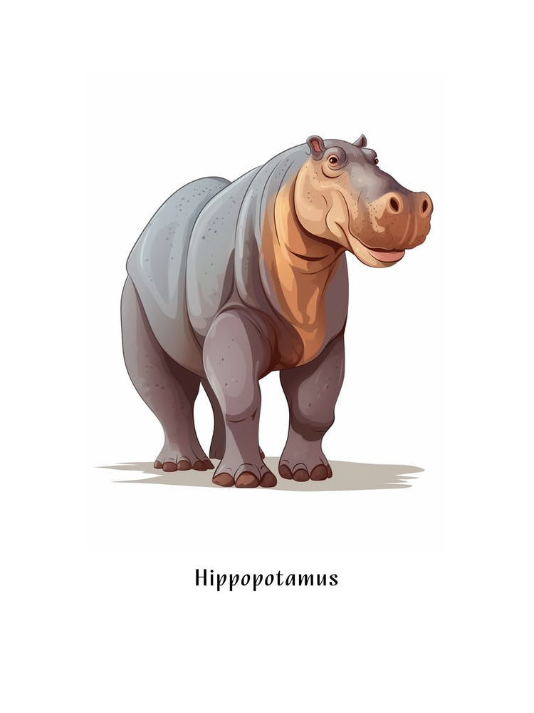 Hippopotamus Kids Animal Poster