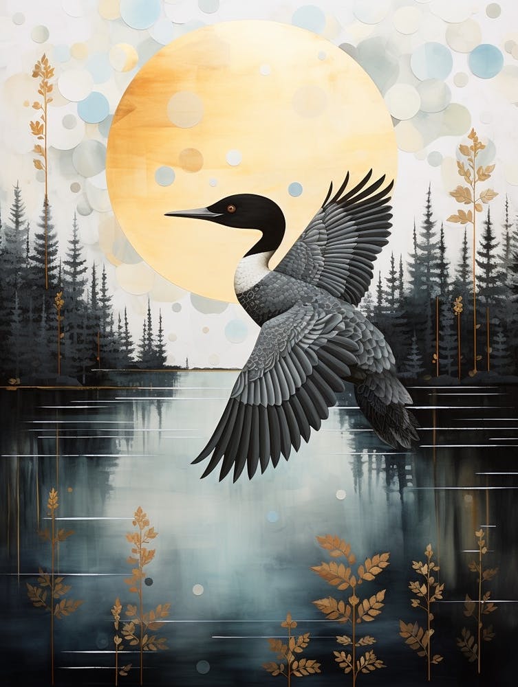 Common Loon 4 Gold Detail Painting
