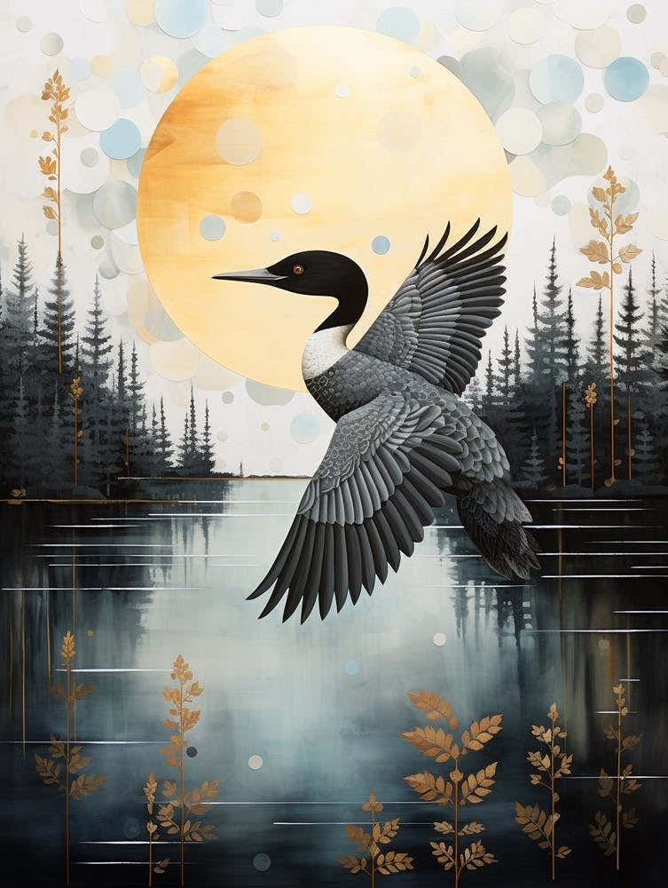 Common Loon 4 Gold Detail Painting