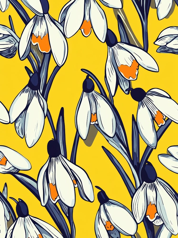 Snowdrops On Yellow Background 1