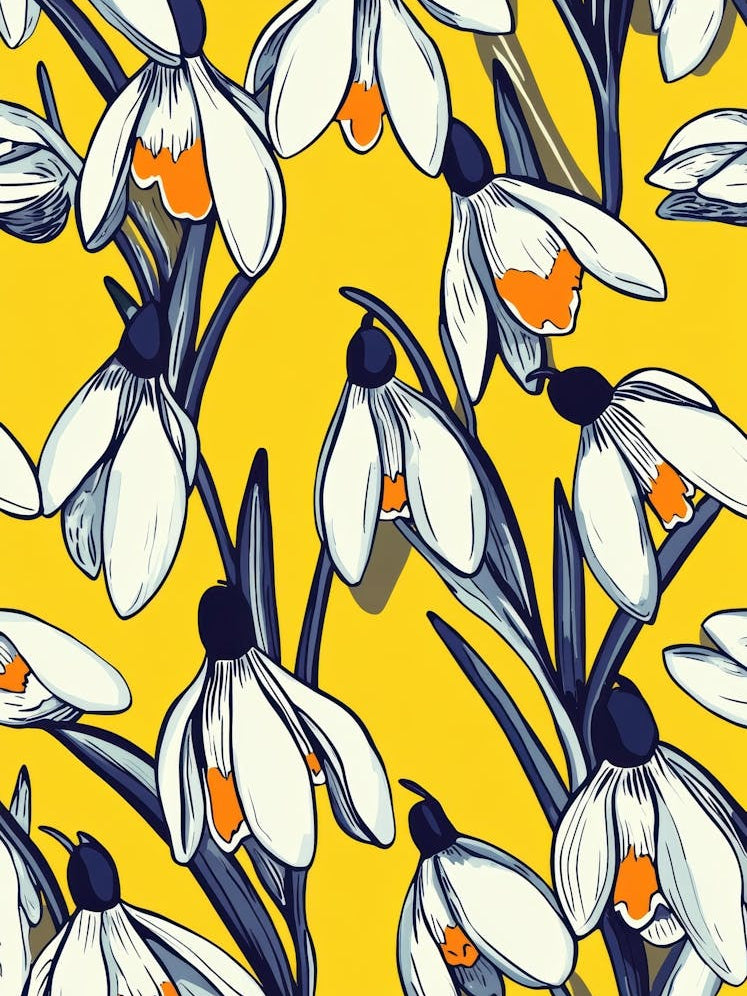 Snowdrops On Yellow Background 1