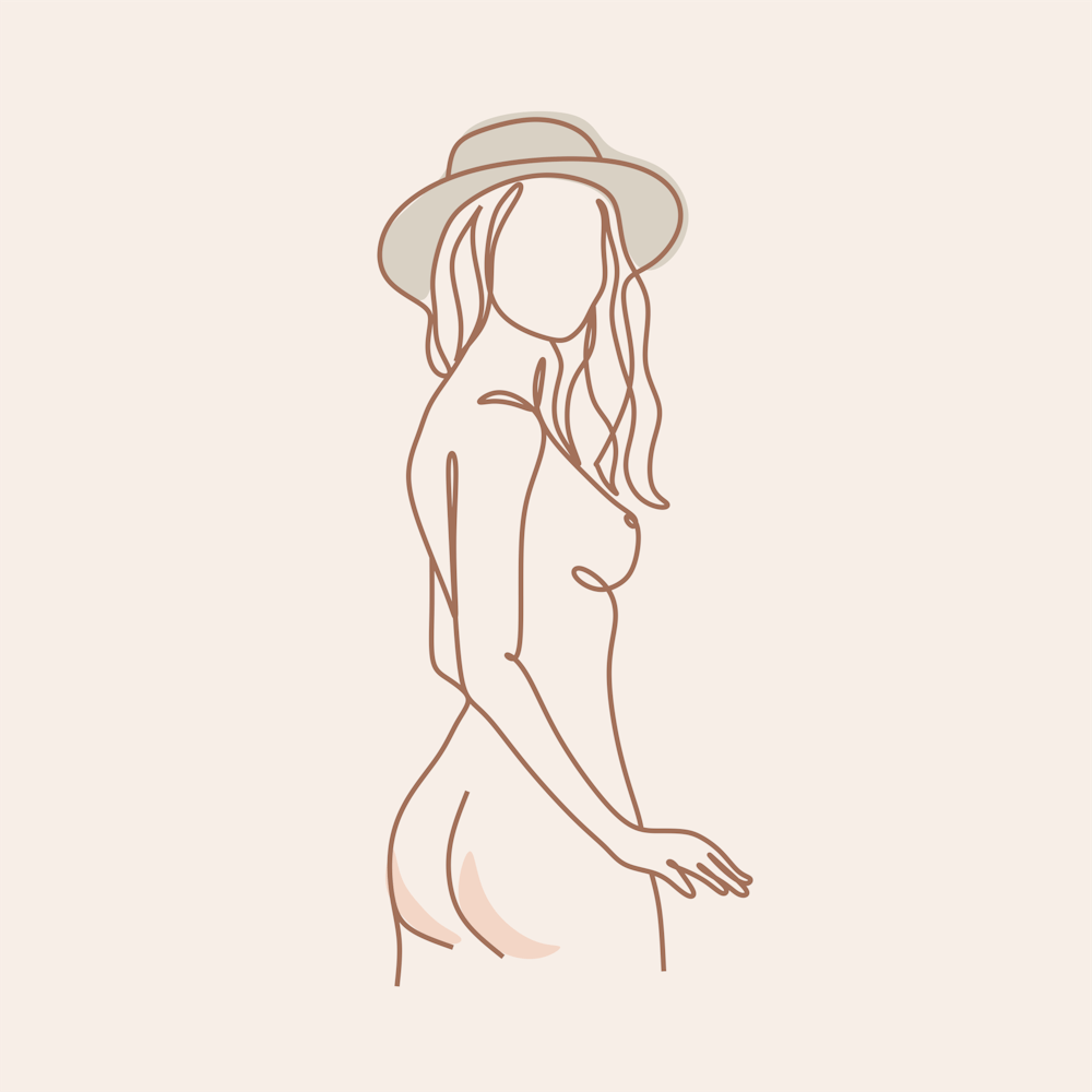 Nude Woman Continuous Line Drawing Art