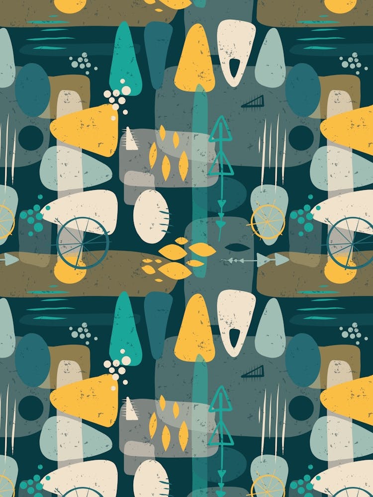 Atomic Mid Century Modern Shapes Dark Tone