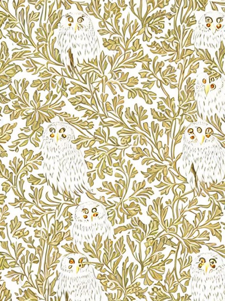 Snowy Owl William Morris Style Bird