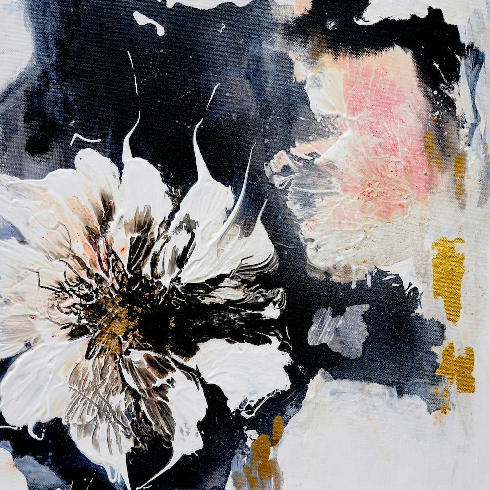 Big Flower Black And White Painting Square