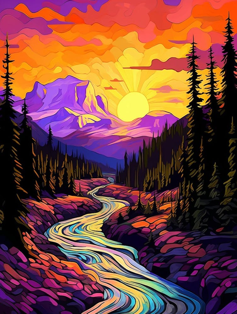 Mount Rainier National Park Retro Pop Art 3