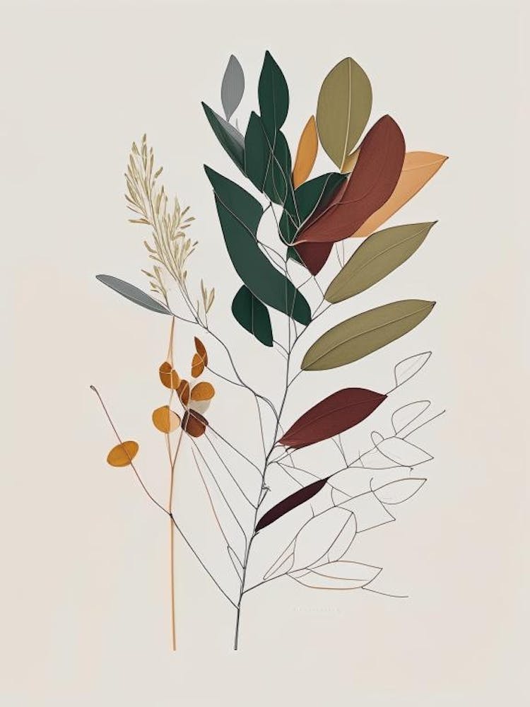 Eucalyptus Spices And Herbs Minimal Line Drawing 1