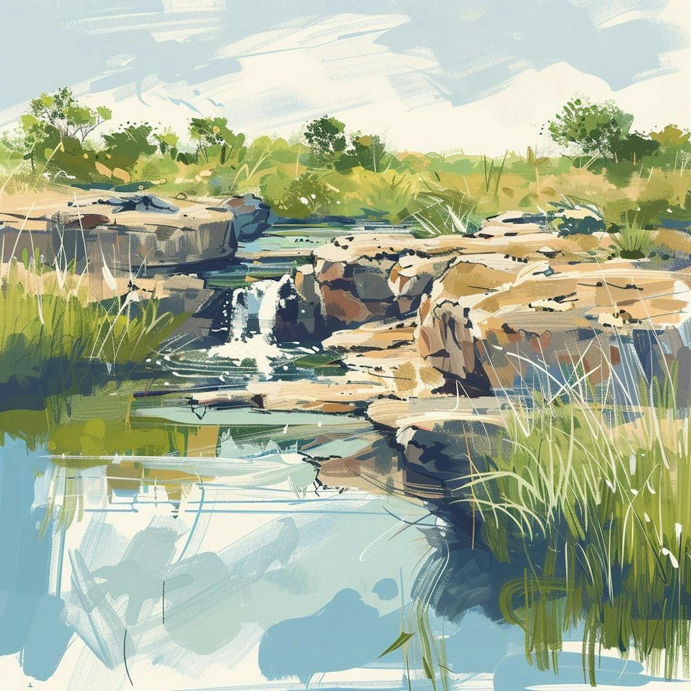 Watercolour Of A Stream