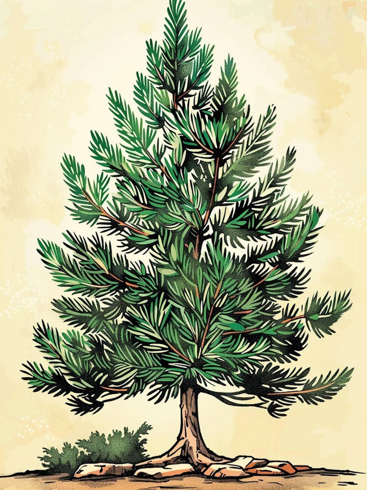 Douglas Fir Tree Storybook Illustration 1