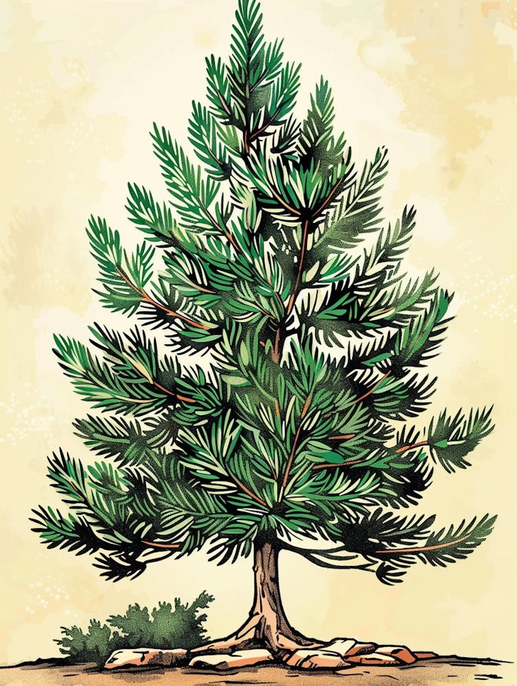 Douglas Fir Tree Storybook Illustration 1