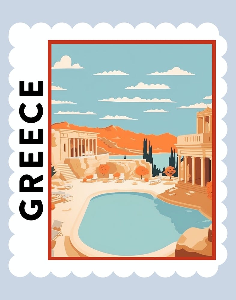Greece 1 Travel Stamp Poster