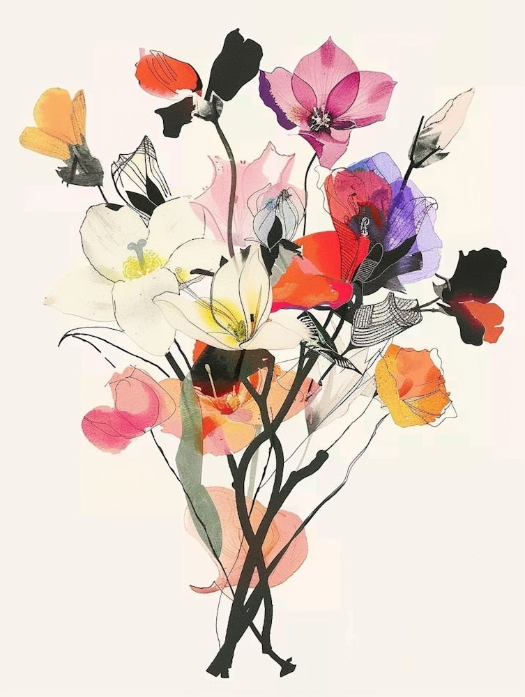 Cyclamen 2 Collage Flower Bouquet