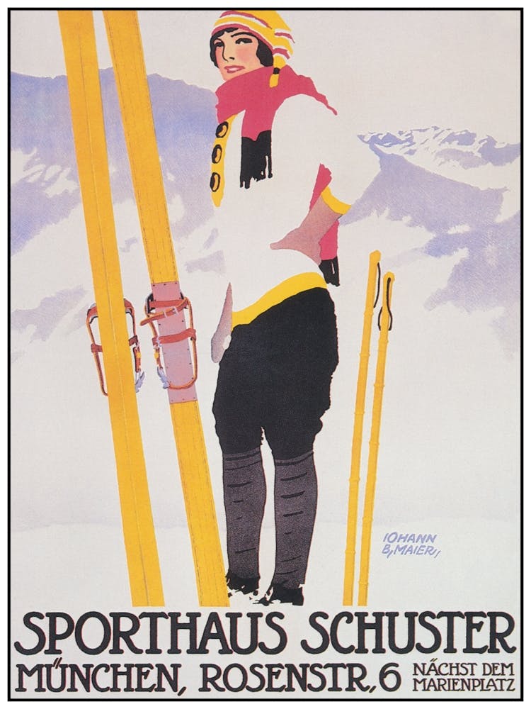 Sporthaus Schuster Germany Vintage Ski Poster