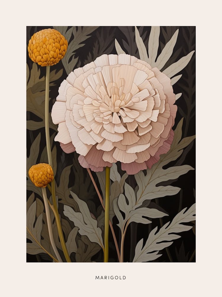 Flower Illustration Marigold 2 Poster