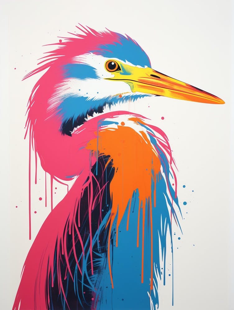 Oiseau de Style Andy Warhol Grand Héron Bleu 5