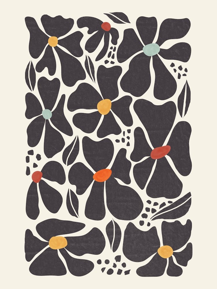 Modern Black Flowers
