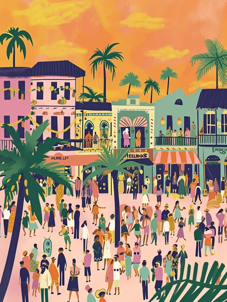 Mardi Gras World Storybook Illustration 1