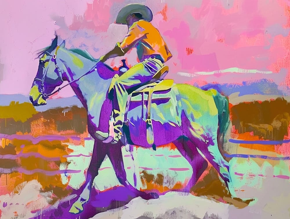 Neon Cowboy In Nevada Painting