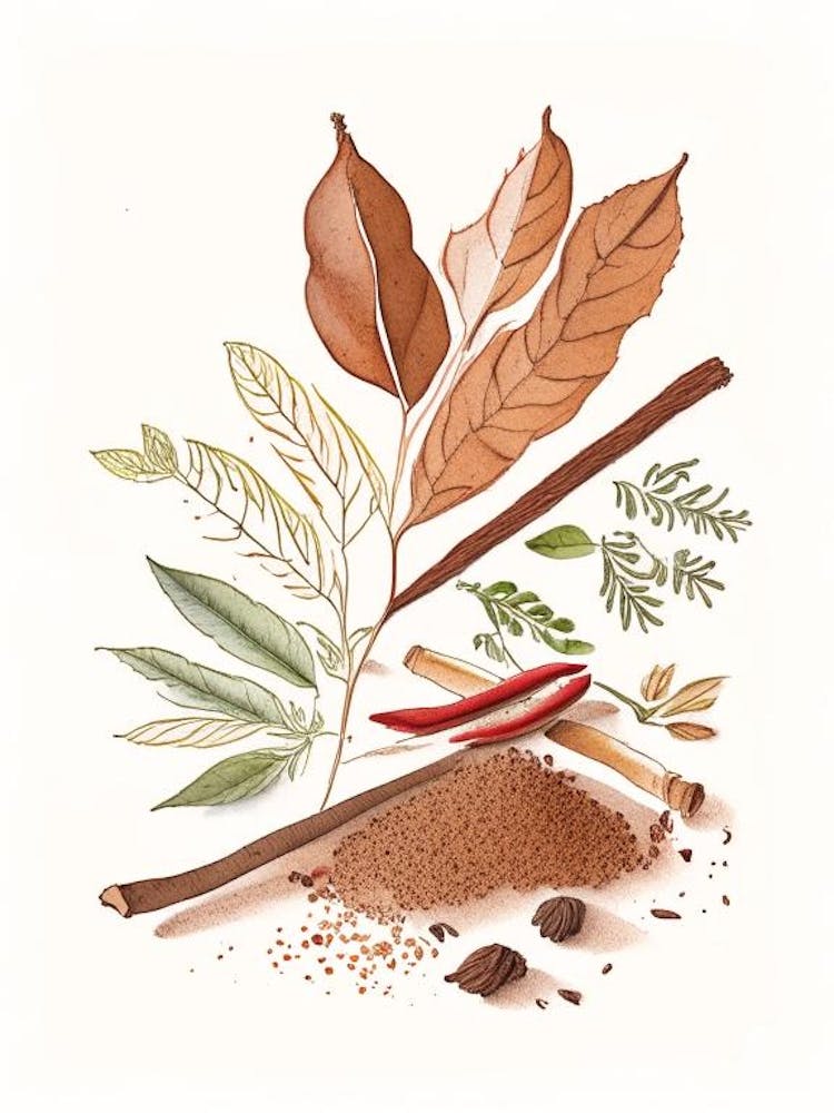 Zimtrinde Gewürze und Kräuter Bleistiftillustration 1