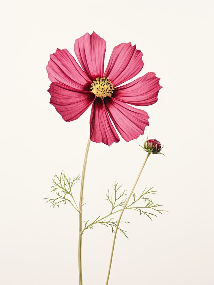 Cosmos Flower Vintage Botanical 3