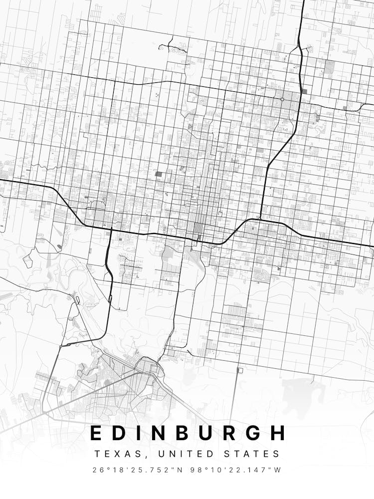 Edinburgh Indiana USA White Map