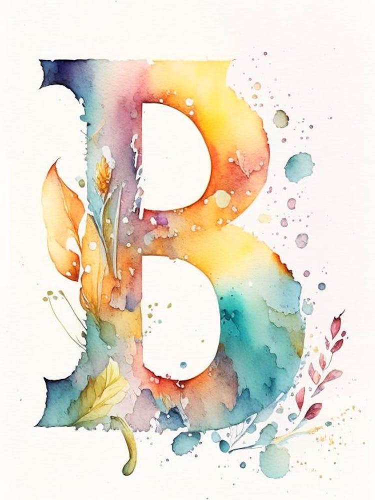 B, Letter, Alphabet Storybook Watercolour 3