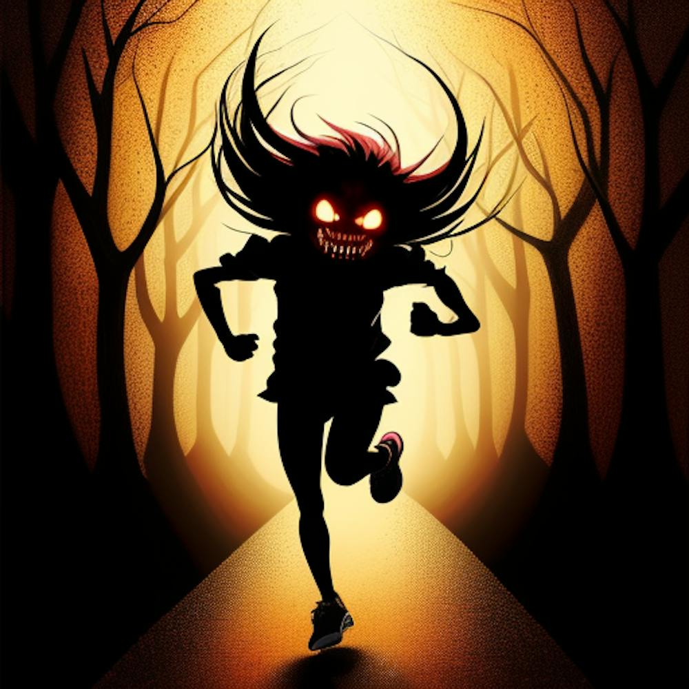 Girl Running Through The Woods