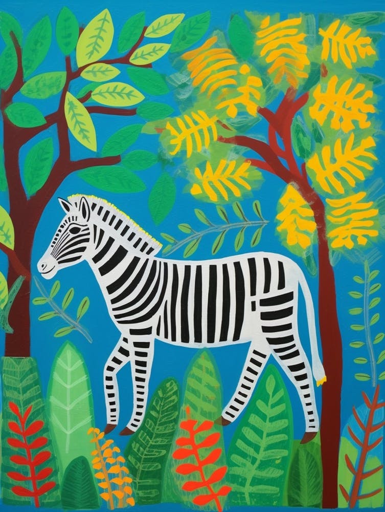 Peinture animalière maximaliste Zèbre 2