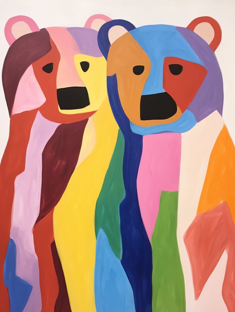 Colourful Kids Animal Art Brown Bear 3