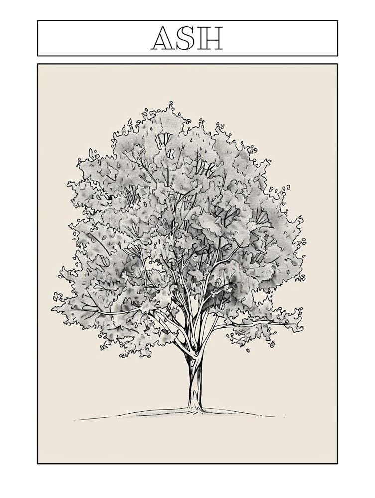 Ash Tree Minimalistic Drawing 2 Poster
