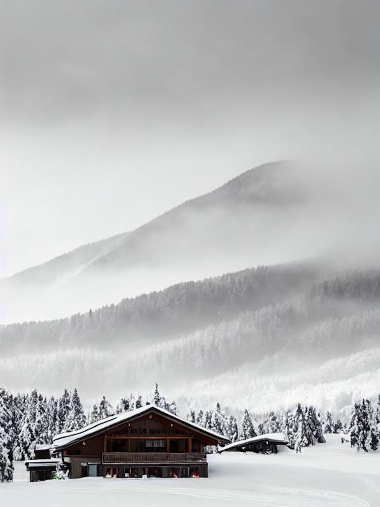 Shiga Kogen, Japan Black And White Skiing Poster