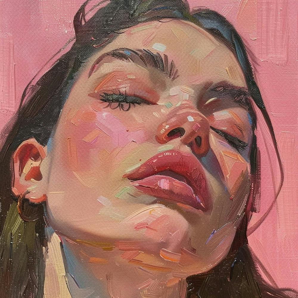 Portrait Of A Woman Oil Pink