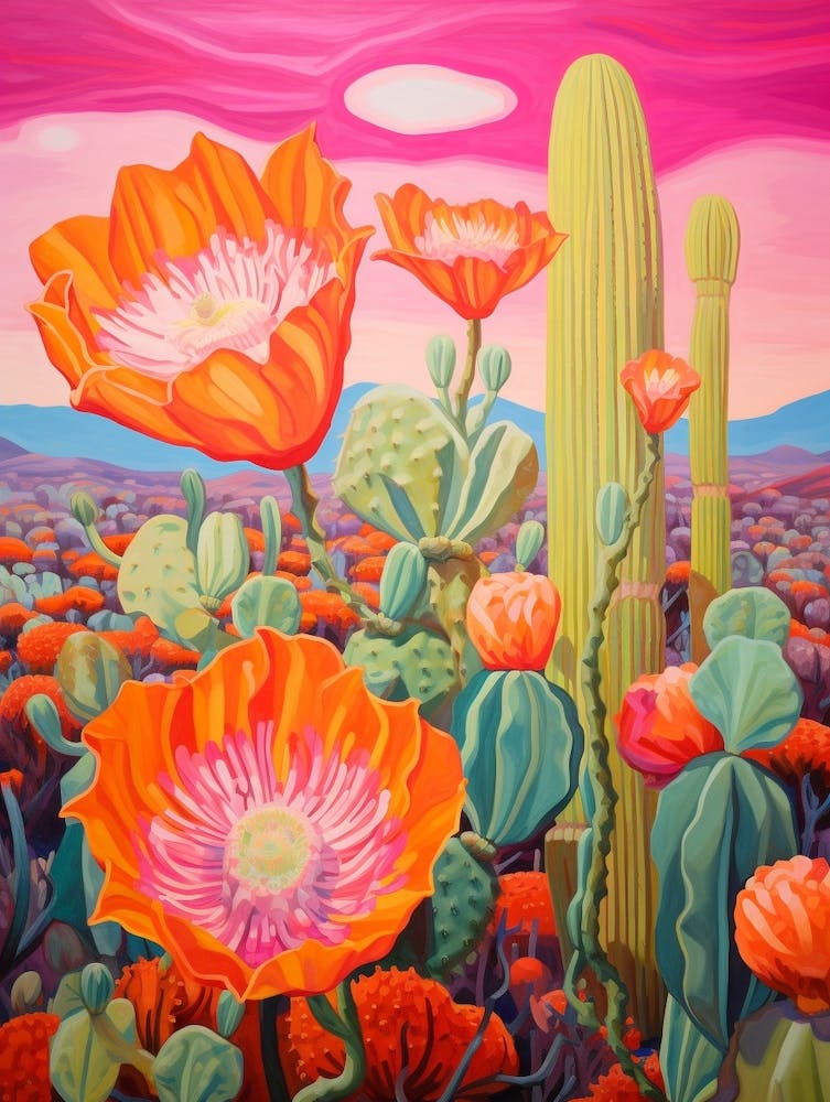 Cactus In The Desert Painting Devils Tongue Cactus 1