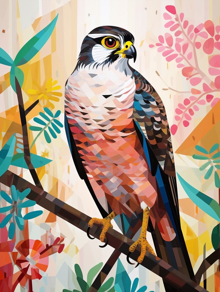 Bird Painting Collage Eurasian Sparrow 2