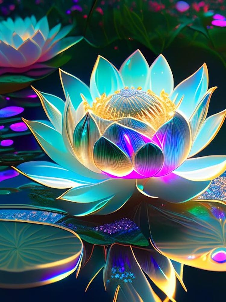 Lotus Flower In Garden Holographic 1
