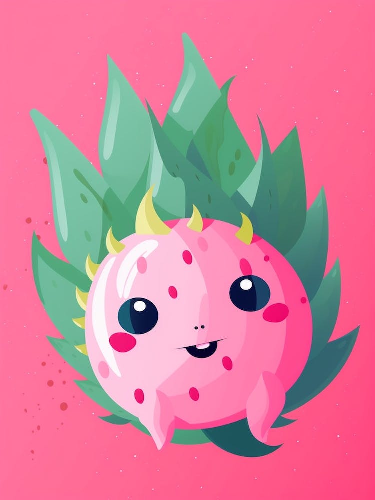 Dragon Fruit Kawaii Illustration 1