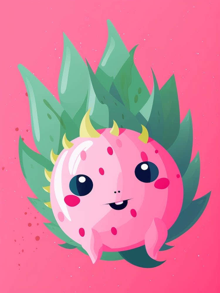 Dragon Fruit Kawaii Illustration 1