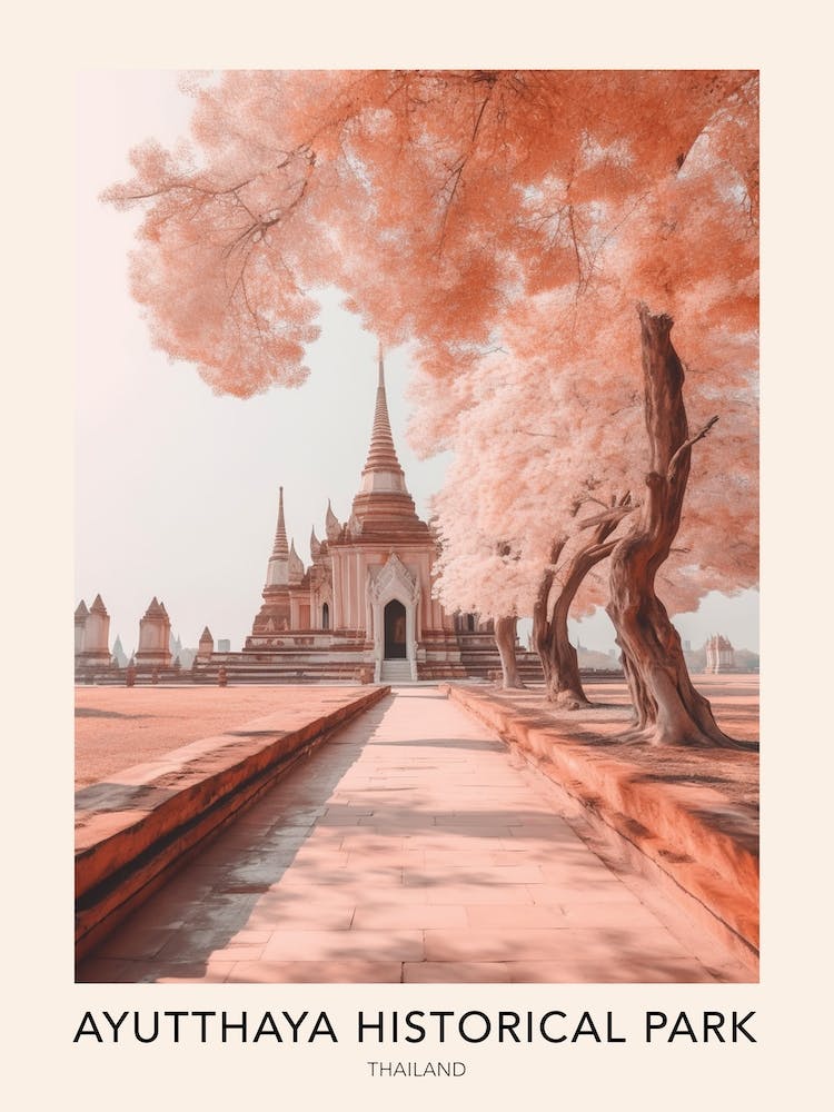 The Ayutthaya Historical Park Thailand Travel Poster