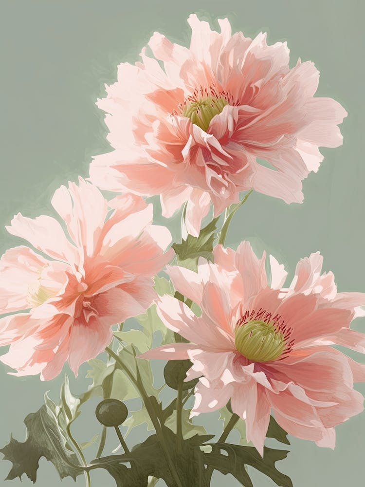 Dahlienblüten Acrylgemälde In Pastellfarben 9