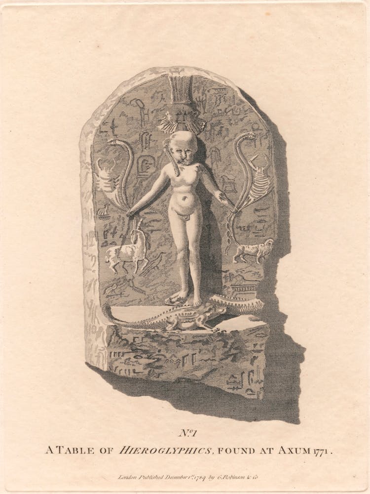 Eine Tafel von Hieroglyphen gefunden in Axum, James Heath