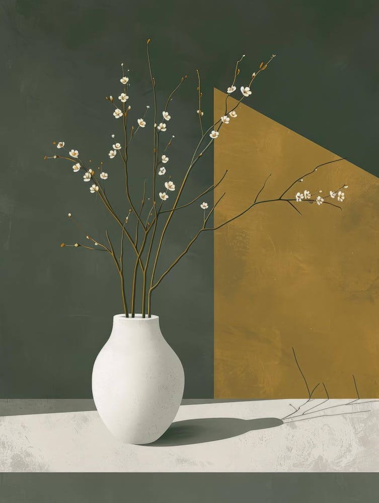 White Vase With Branches