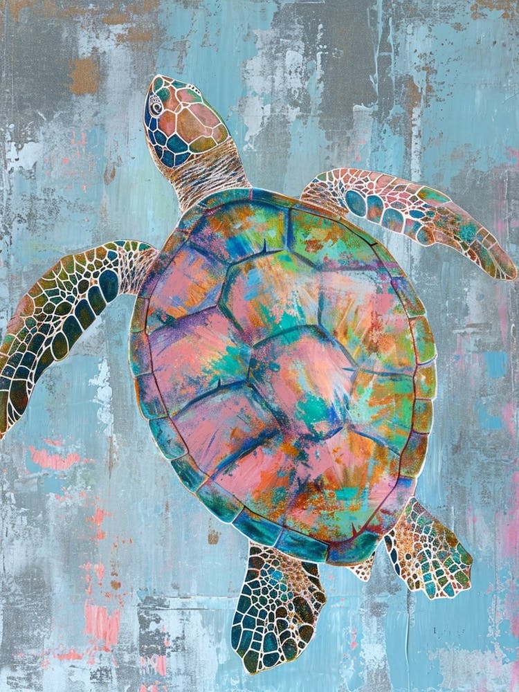 Impressionism Pastel Inspired Sea Turtle 2