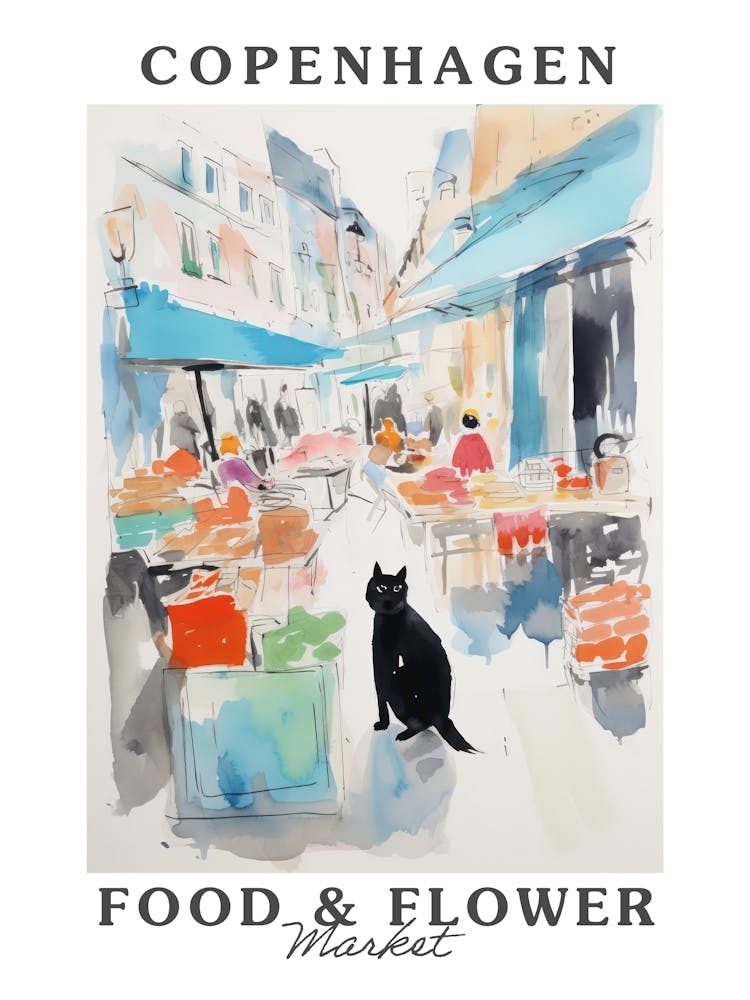 Food Market With Cats In Copenhagen 3 Poster