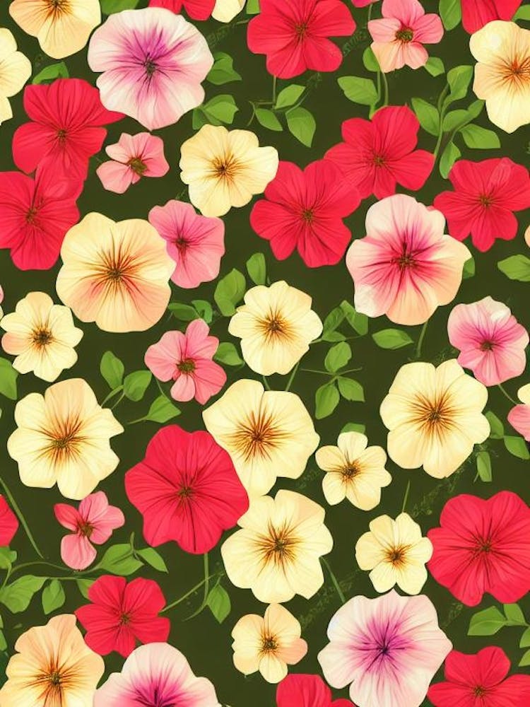 Morning Glory Repeat Retro Flower