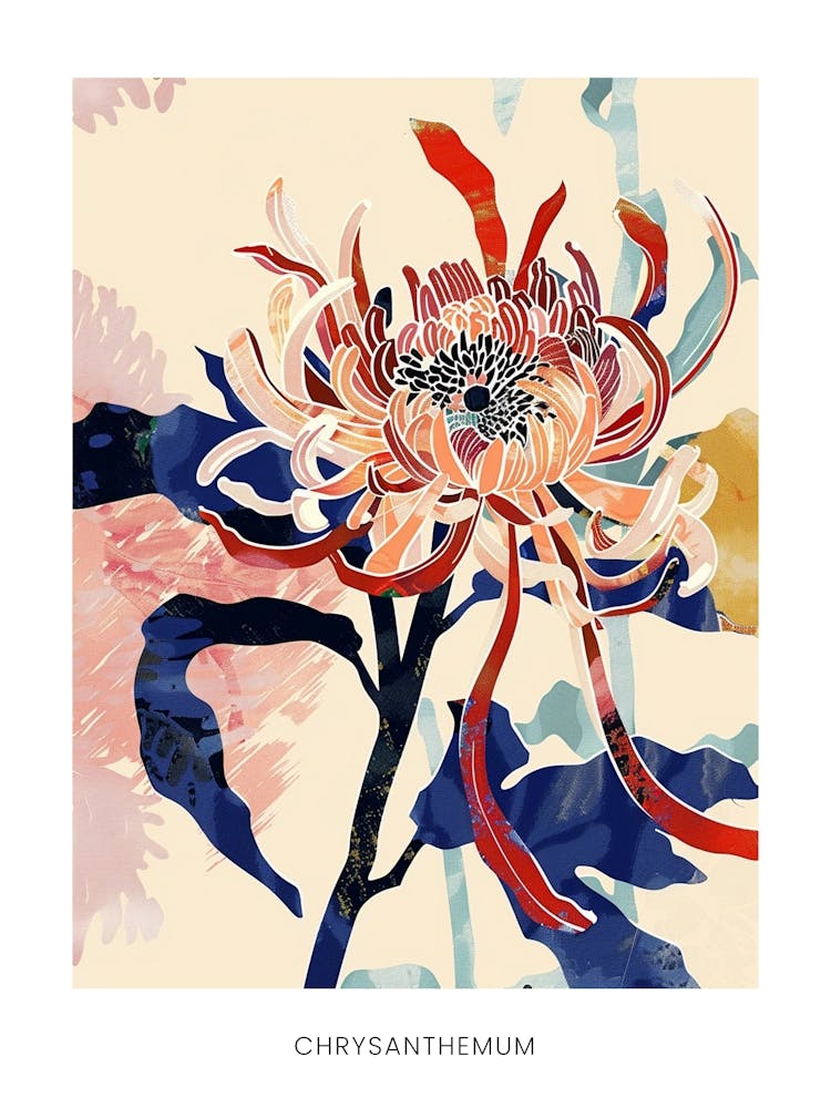 Colourful Flower Illustration Poster Chrysanthemum 1