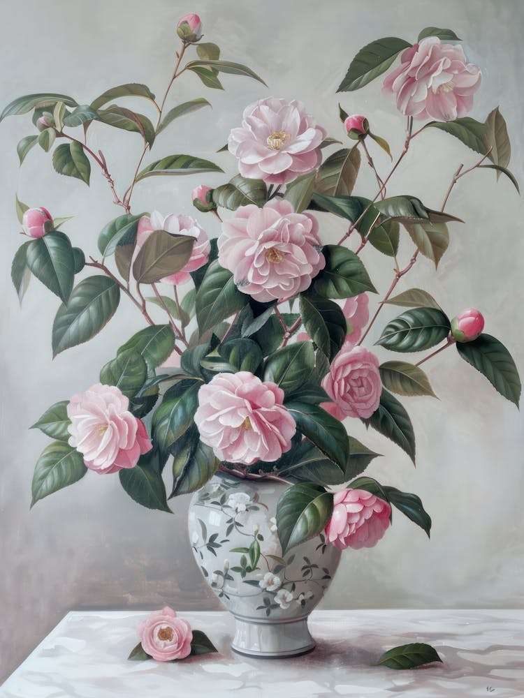 A World Of Flowers Camellia 1 Painting