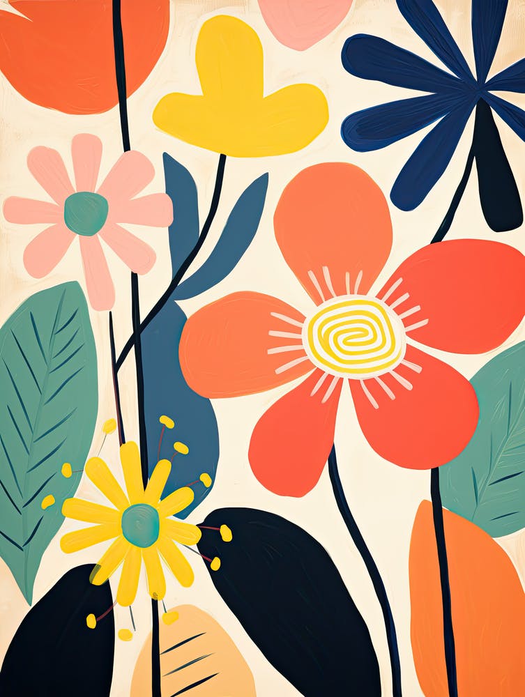 Vibrant Petal Whirl; Chromatic Flower Market
