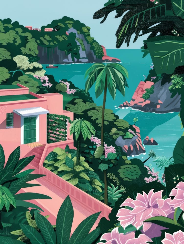 Pink House On The Beach