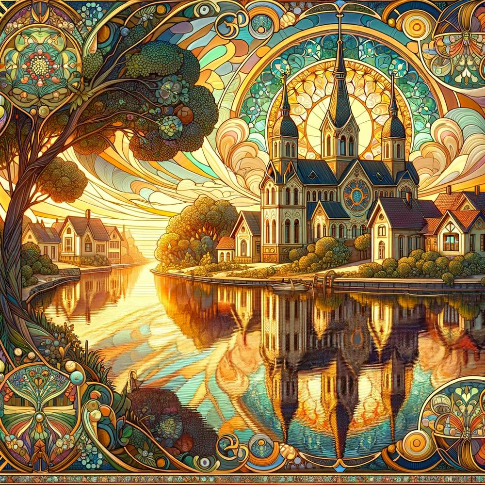 Golden Reverie, An Art Nouveau Vision of Serenity