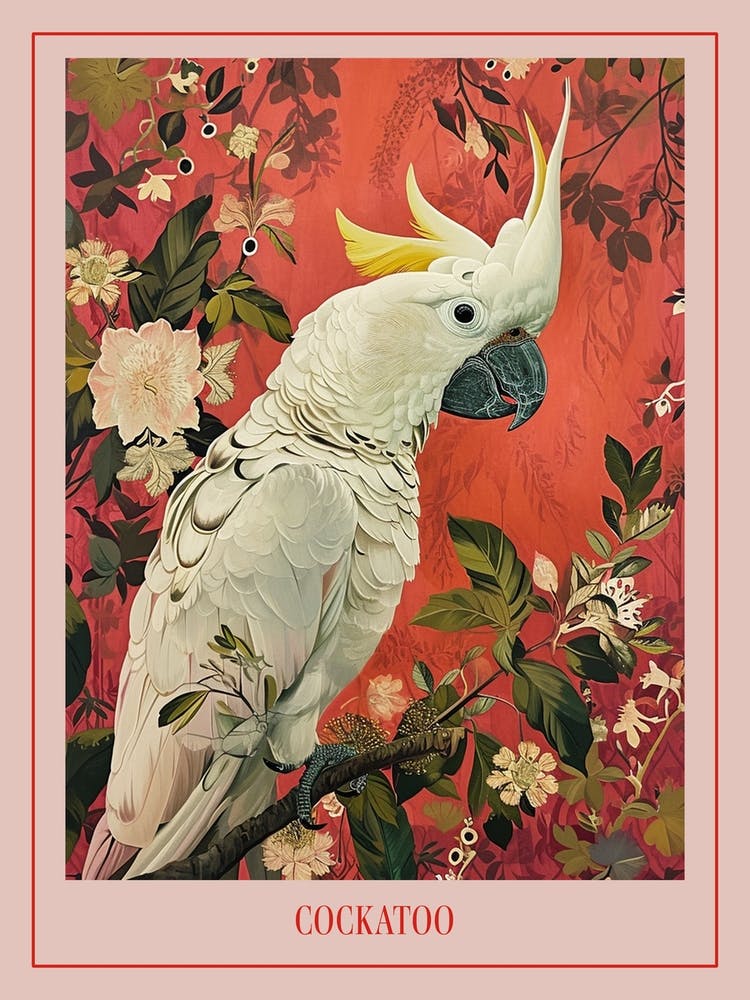 Floral Animal Painting Cockatoo 3 Poster
